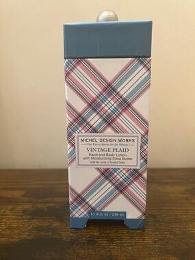 NIB Michel Design Works Vintage Plaid Shea Butter Hand & Body Lotion 8oz